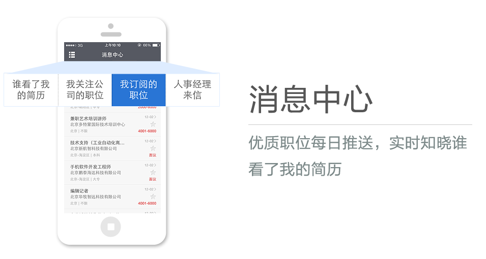 優(yōu)質(zhì)職位每日推送，實時知曉誰看了我的簡歷